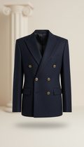 Double-Breasted Wool Blazer, Midnight Navy